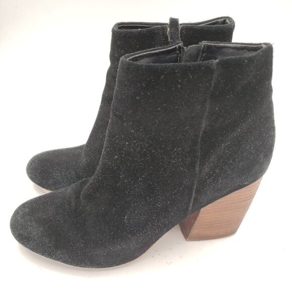 Crown Vintage Black Suede Zip-Up Booties Short Boots Size 9M - Picture 5 of 12